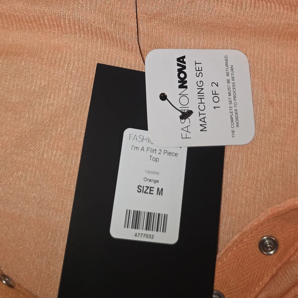 Fashion Nova I'm A Flirt 2-Piece Orange Ruched Top Set Size M NWT - Picture 10 of 13